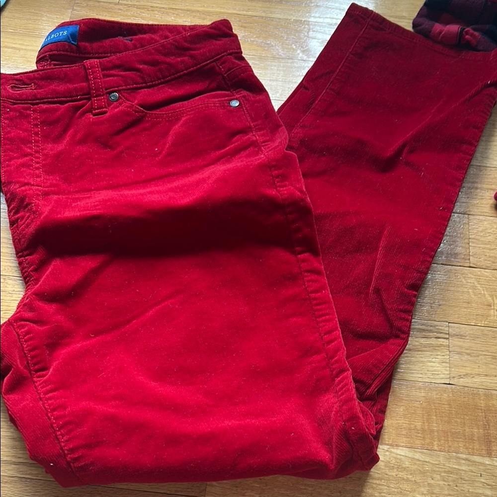 Talbots Bold Red Corduroy Straight Leg Pants
